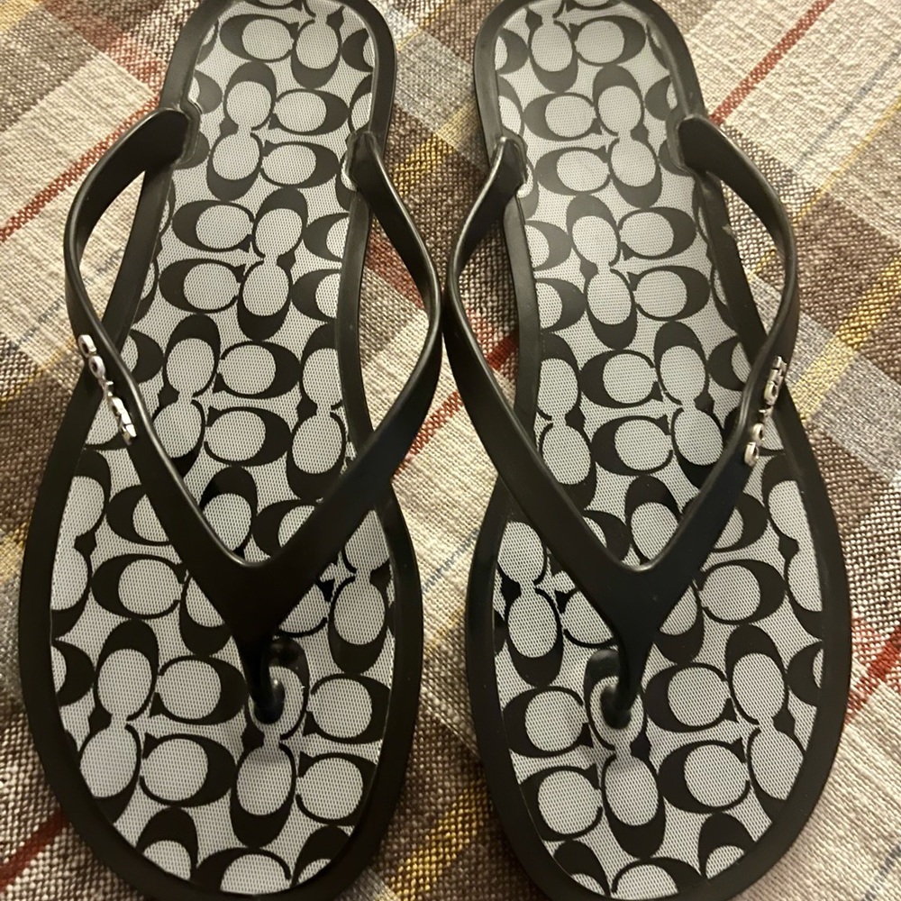 Coach Monogram Black and Gray Sandals